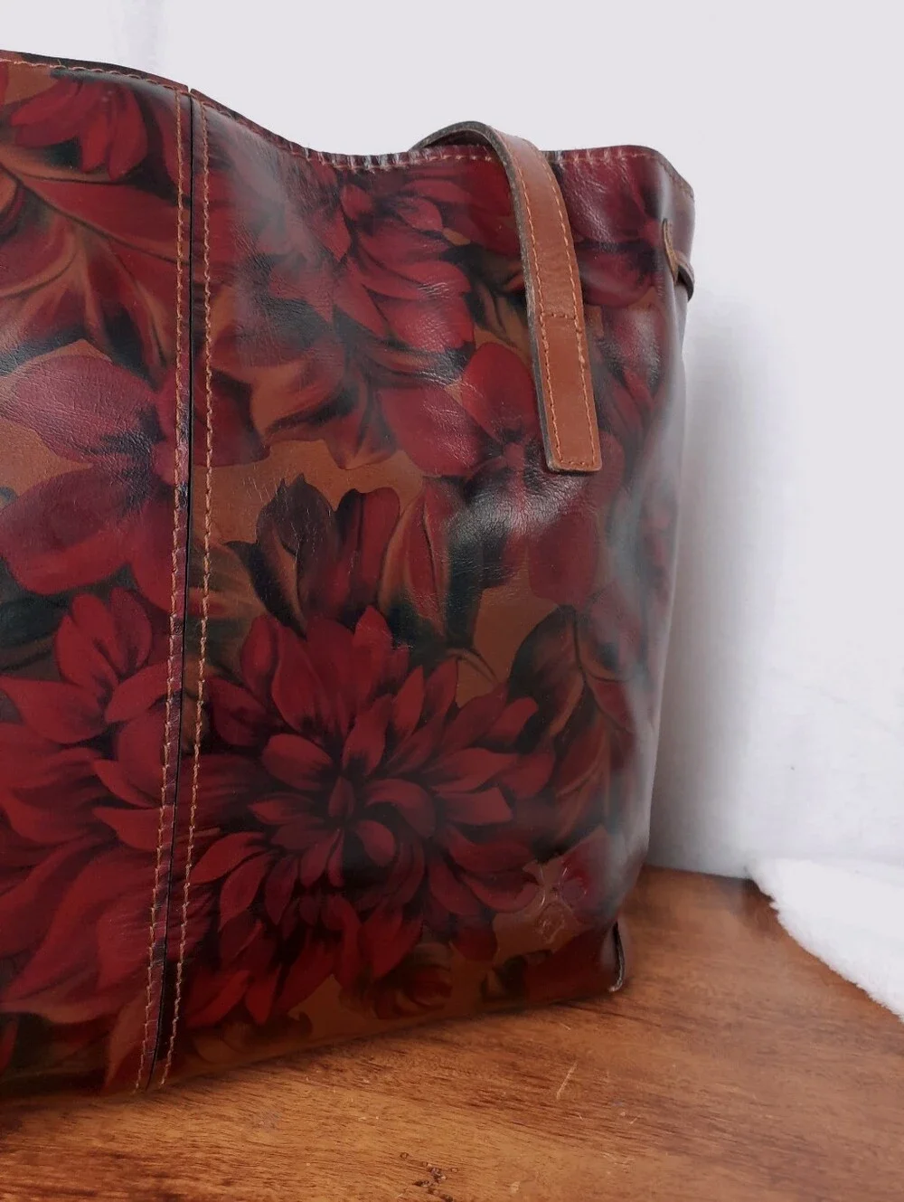 Patricia Nash Peruvian Painting Whitney Leather Tote Drawstring Bag